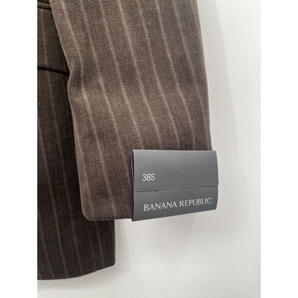 Banana Republic 38S Chalk Stripe Flannel 100% Cotton Stretch Tweed Suit Jacket - Picture 3 of 13